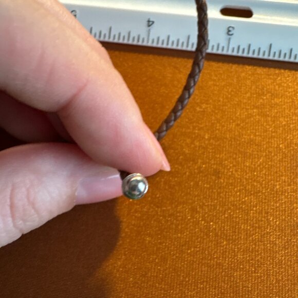 Pandora Braided Leather Wrap Bracelet Round Clasp Brown 13.5 Inches Approx - Picture 4 of 7